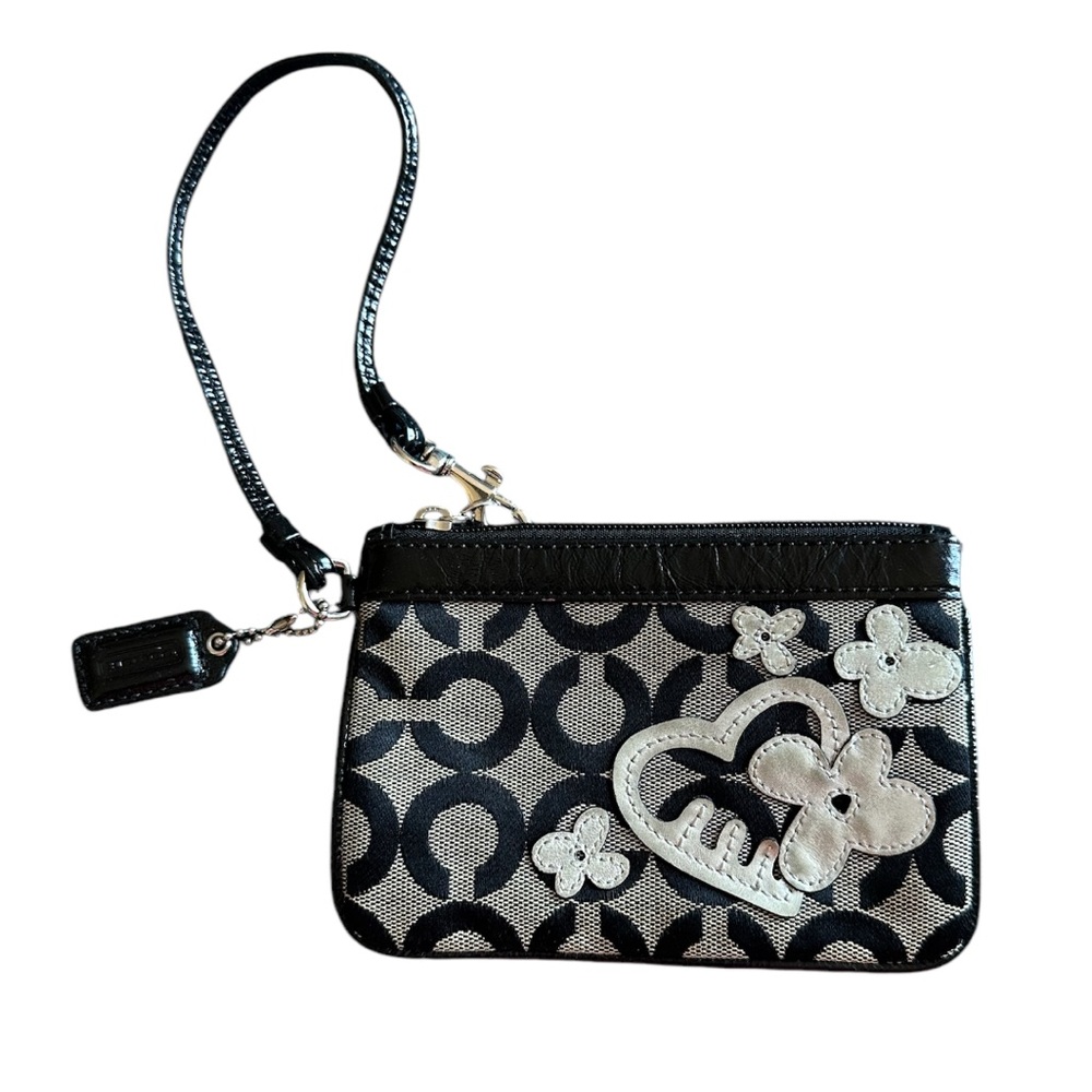 Retro Coach Poppy Black White and Silver Pop Art Small Zip Wristlet